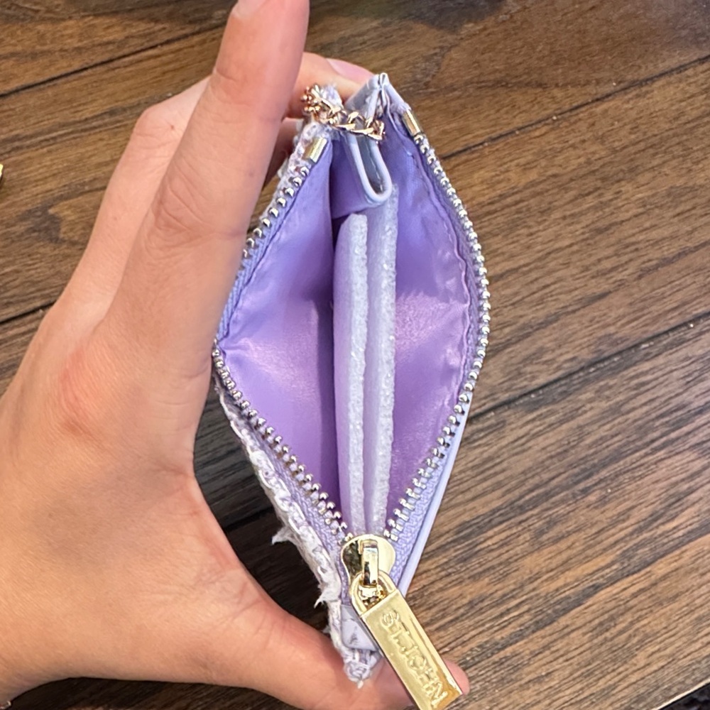 St. John Lavender Tweed Wallet with Gold Accents - Picture 4 of 4